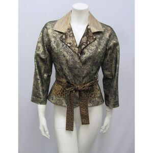 GREGORY PARKINSON EVENING JACKET & BELT METALLIC‎ SNAKESKIN ANIMAL PRINT SIZE 6